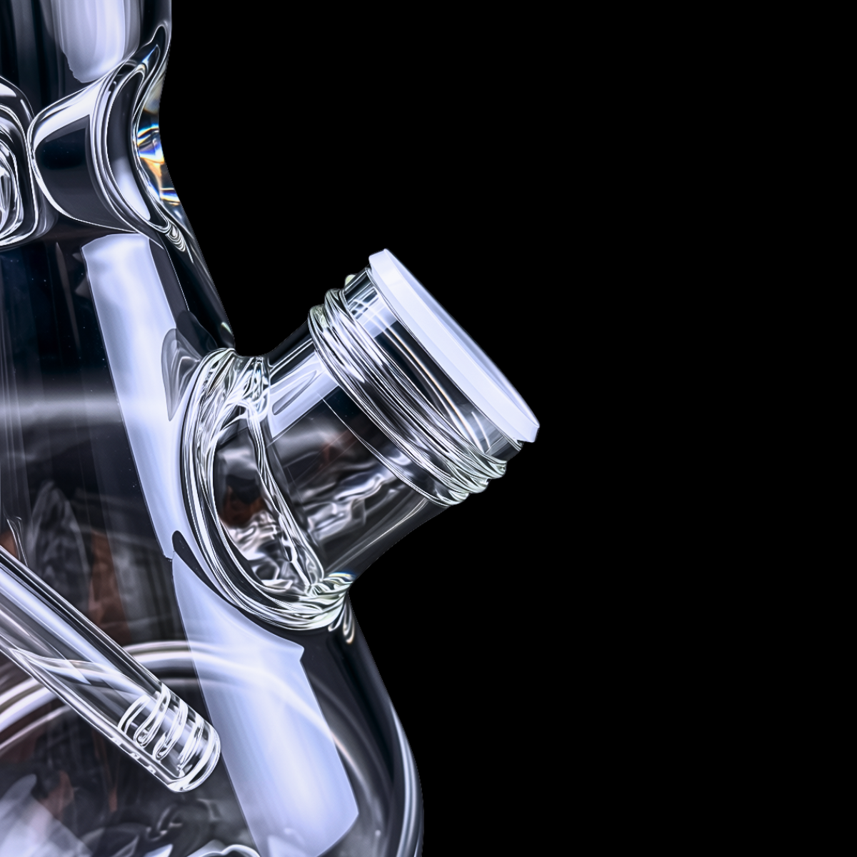 Close-up of the Chongz bong bowl joint and side-mounted storage container