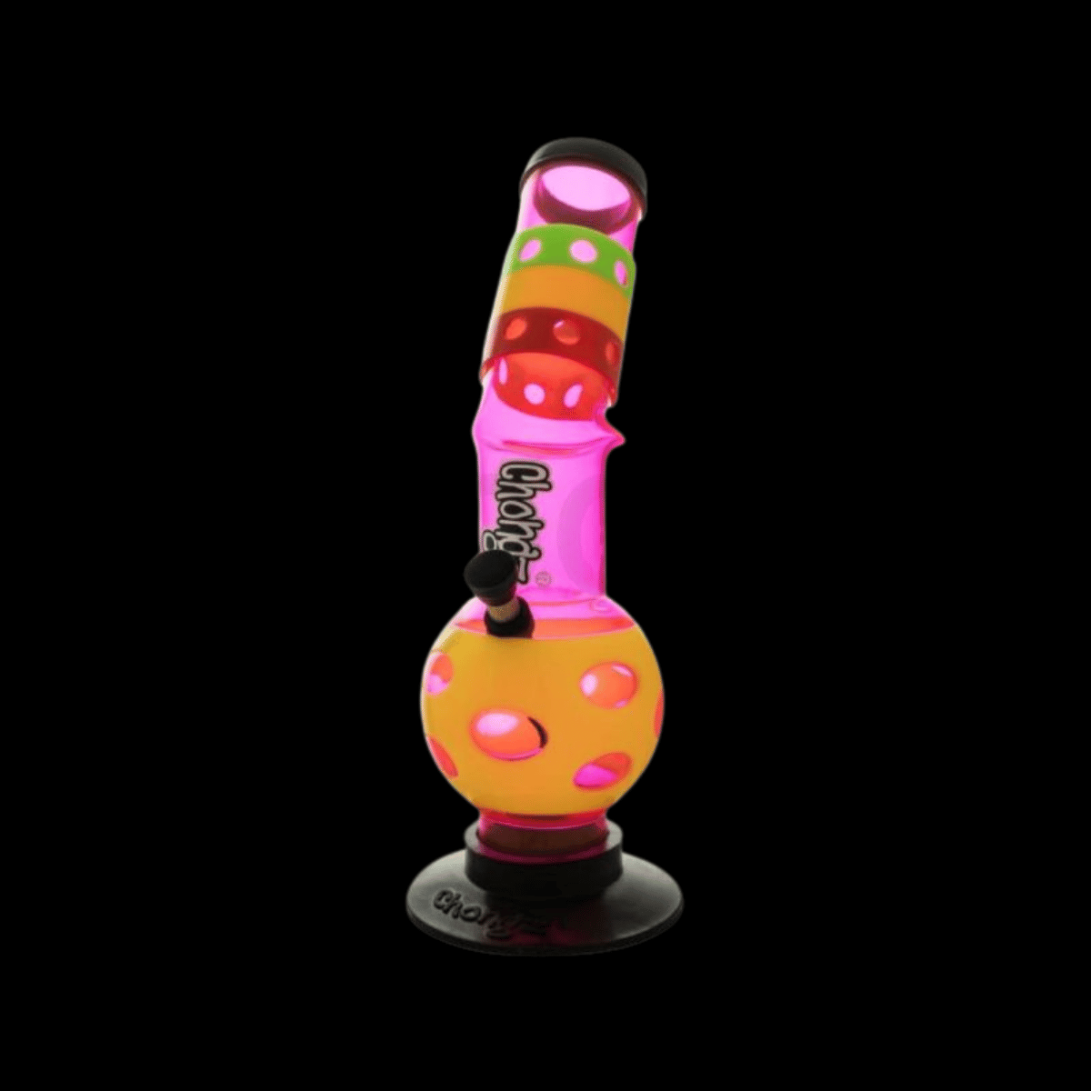 Chongz Neon Orbit 30cm pink and orange bubble-base acrylic bong