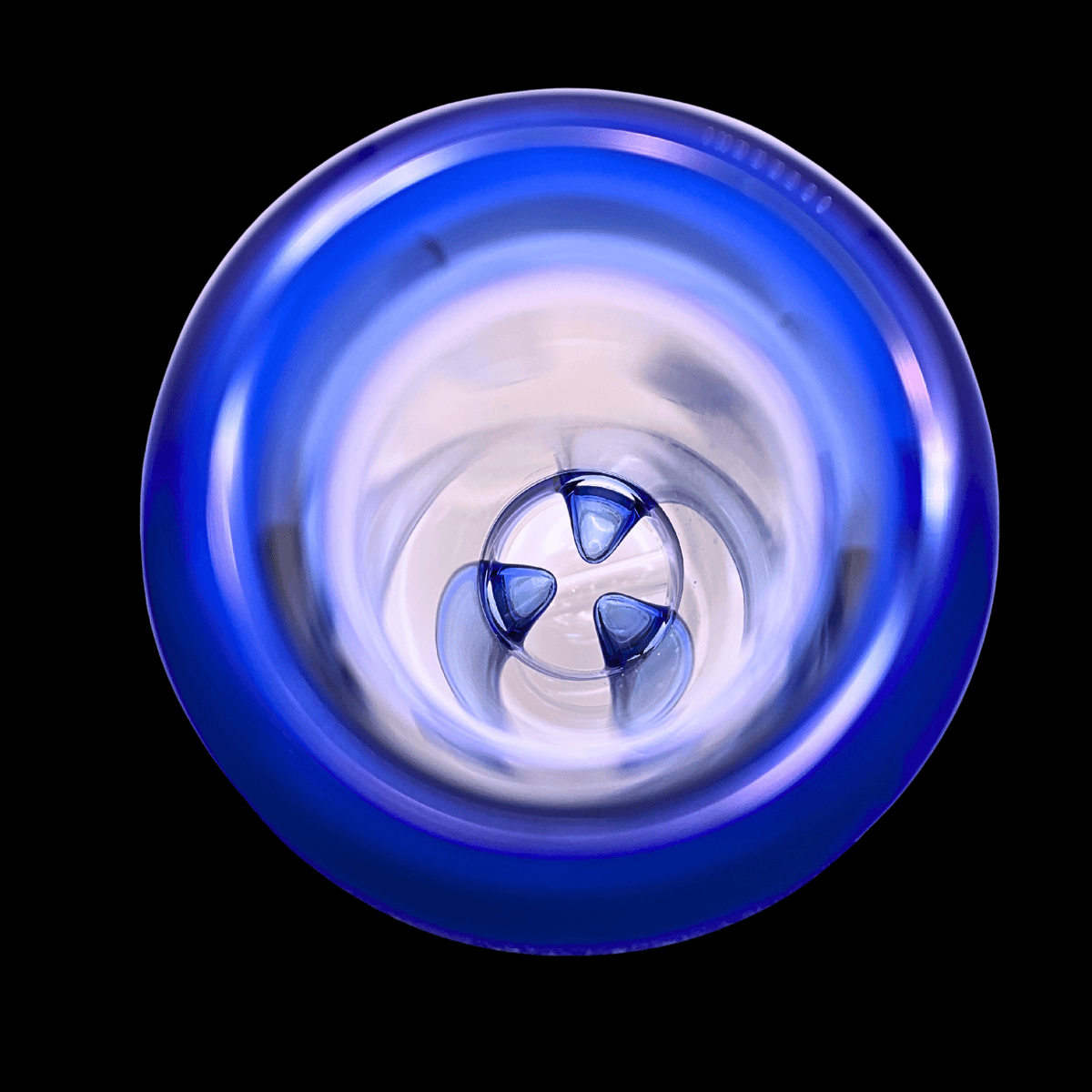 Top view of the blue Chongz Beef Galore bong showing its glass base