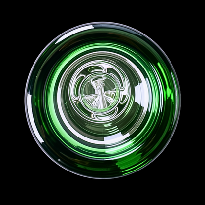 Top-down view of the green glass mouthpiece on the Chongz Big Fat Base bong