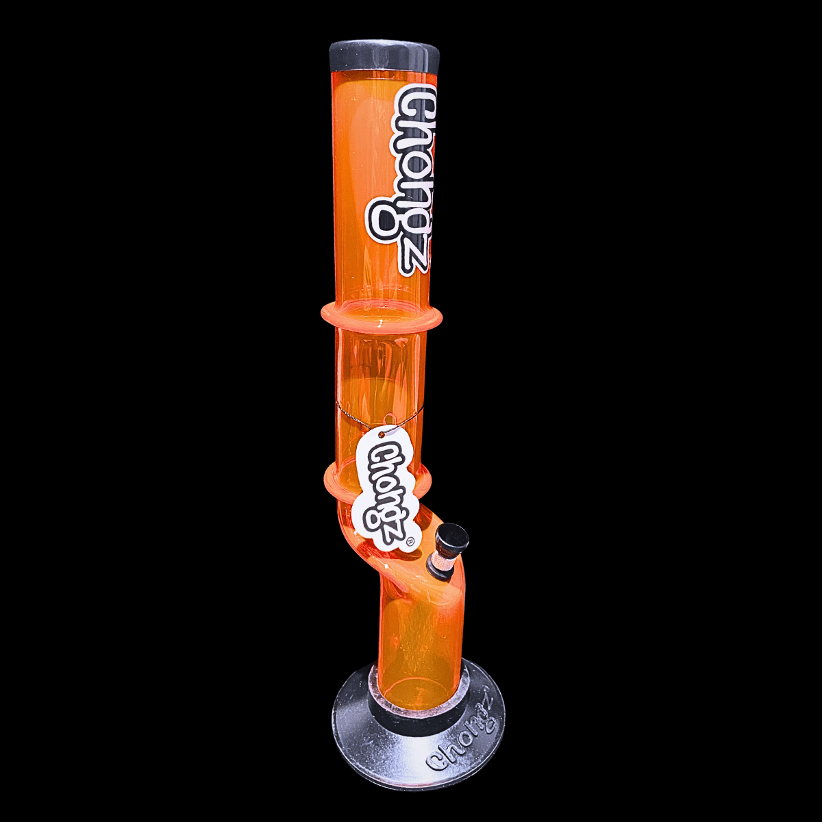 Orange Chongz Dirty Heathen 36cm acrylic ice bong with black base