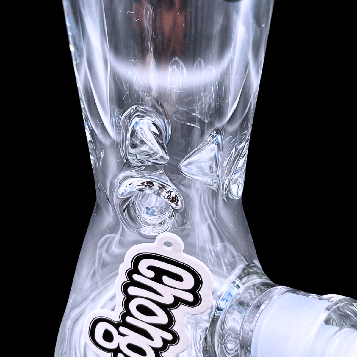 Built-in ice pinches inside Chongz Heavyman glass bong