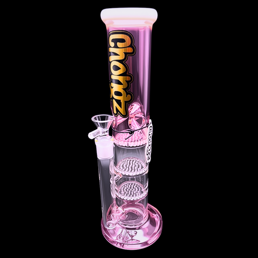 Chongz Julie Triple Honeycomb Perc Ice Bong – Pink, 32cm