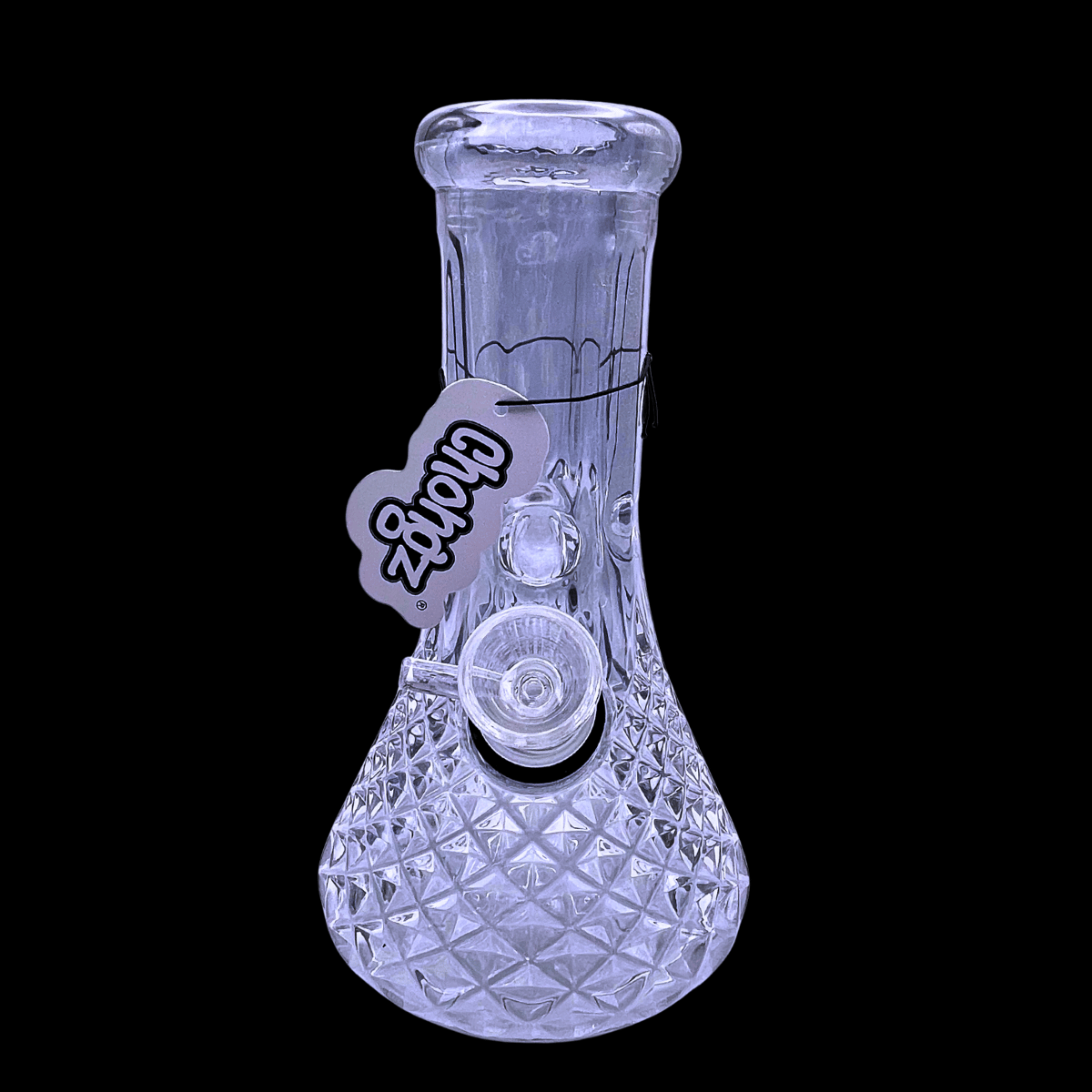 Front view of the Chongz Marty 8-inch smoked glass bong showing its textured beaker base