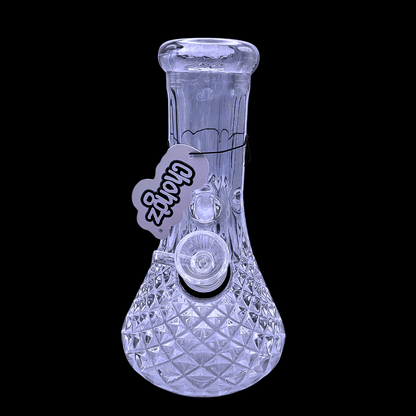 Front view of the Chongz Marty 8-inch smoked glass bong showing its textured beaker base