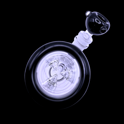 1. Top view of Chongz Rawhide Black Ice Bong showing the black bowl and glass chamber