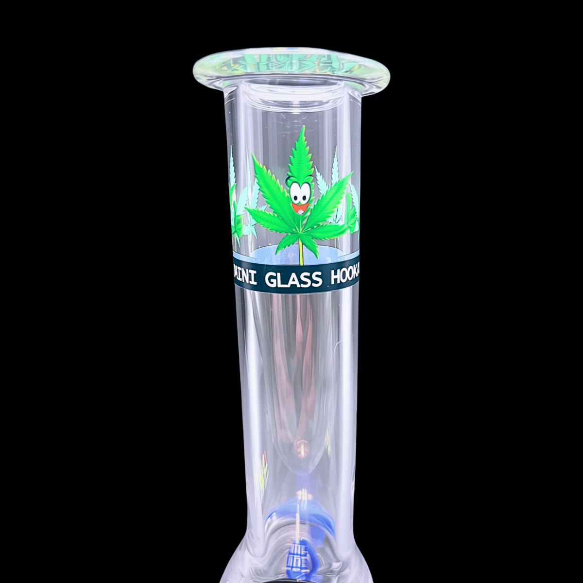 Green leaf design on clear glass mini bong