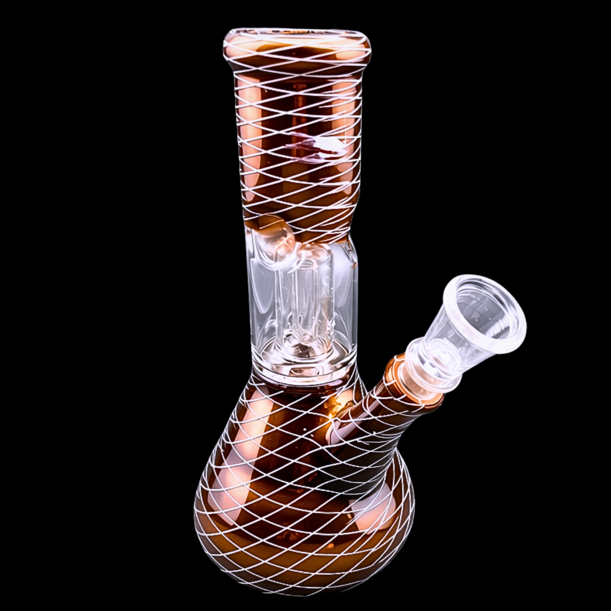 ColourSplash 20cm ice-pinch percolator glass bong in copper lattice design