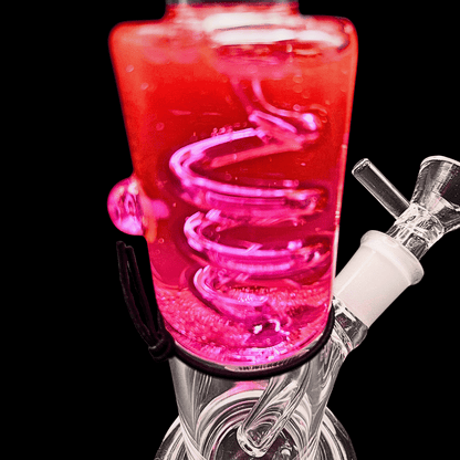 Close-up of the sealed liquid cooling chamber on the Chongz Floyd glass bong