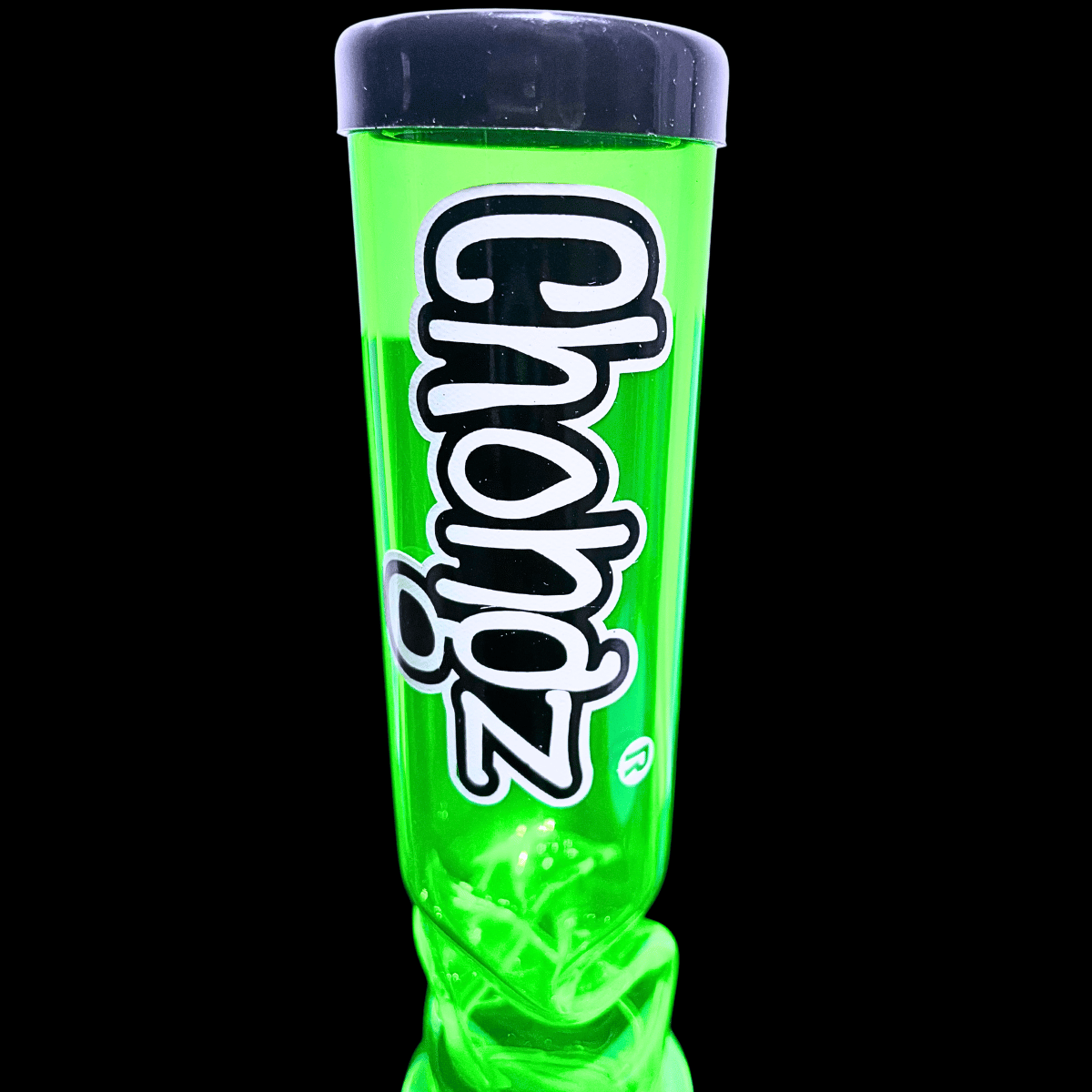 Chongz logo detail on green 40cm bubble acrylic bong
