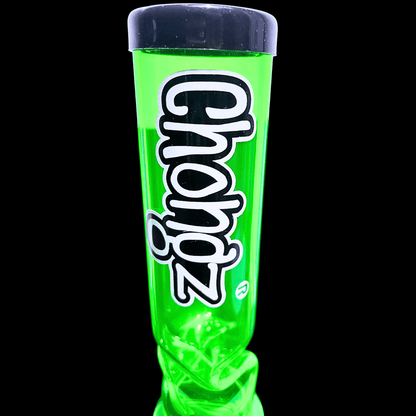Chongz logo detail on green 40cm bubble acrylic bong