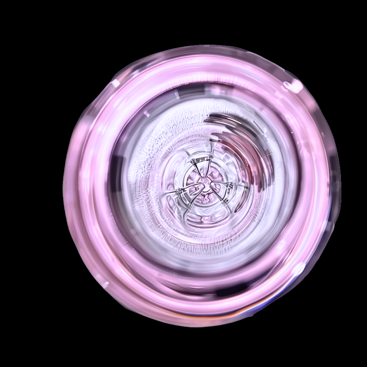 Top view of the pink glass mouthpiece on the Chongz Mighty Mike bong