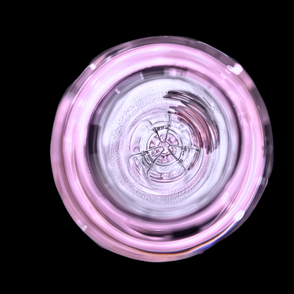 Top view of the pink glass mouthpiece on the Chongz Mighty Mike bong