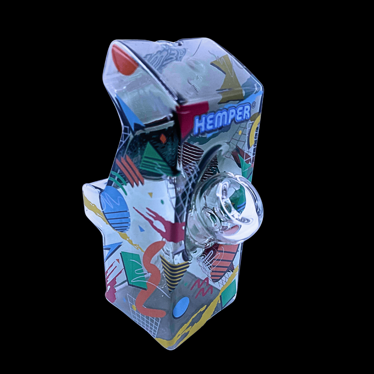 Side view of Hemper Totally Rad Arcade bong showing colourful gaming artwork