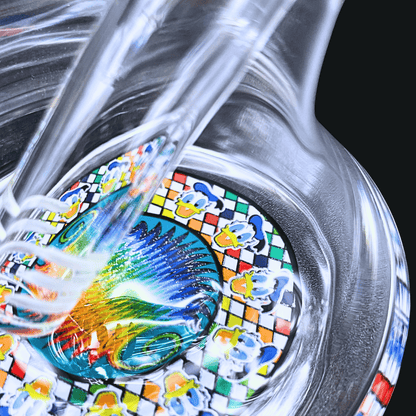 Close-up of decorative crystal-style base on Donald Duck glass bong