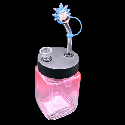 Pink Rick-inspired portable jar glass bong – 15cm