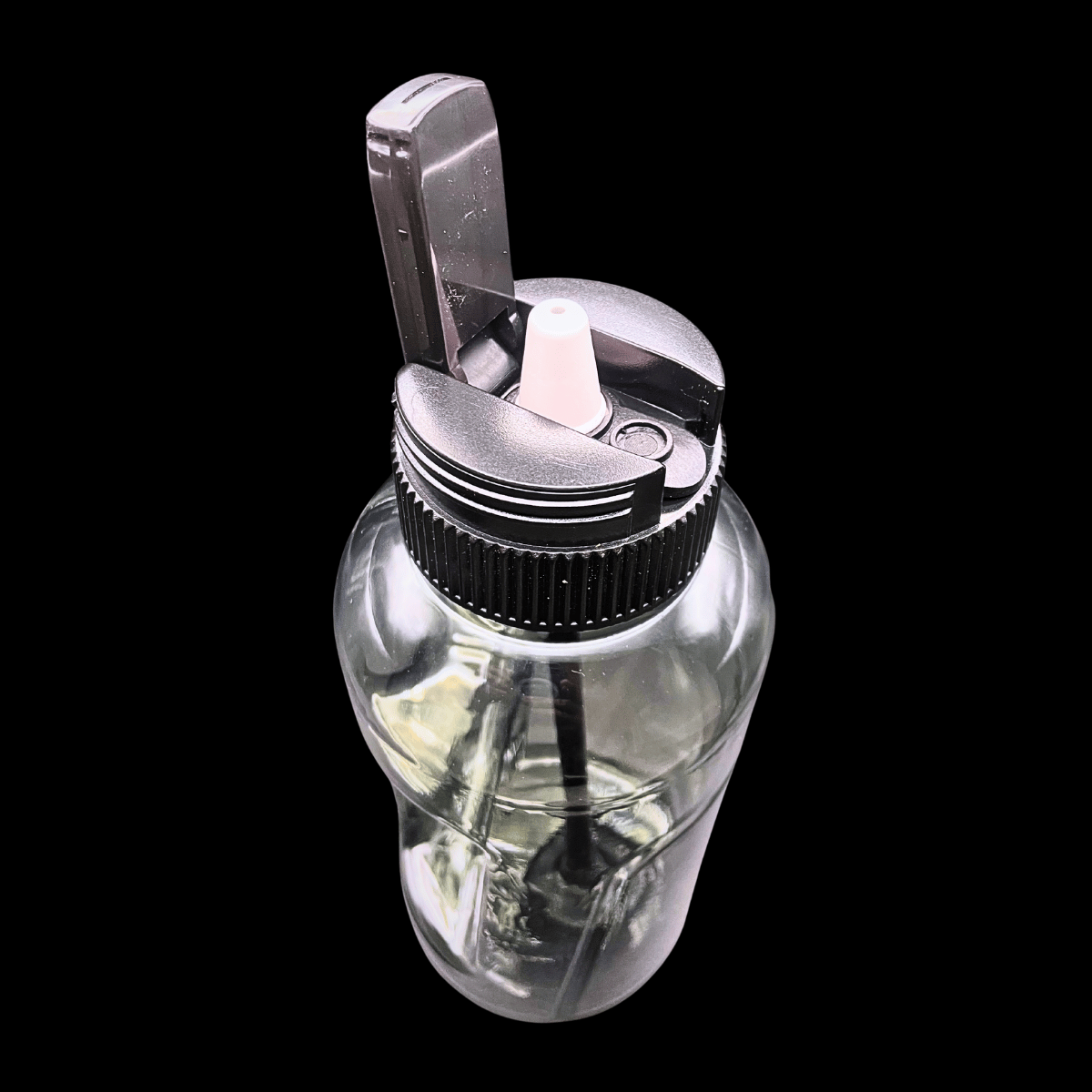 Stealth bottle bong opened for use with bowl and angled mouthpiece
