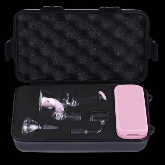 Pink Dab Rig Gift Set — 11cm Glass Chugger & Crush-Proof Case