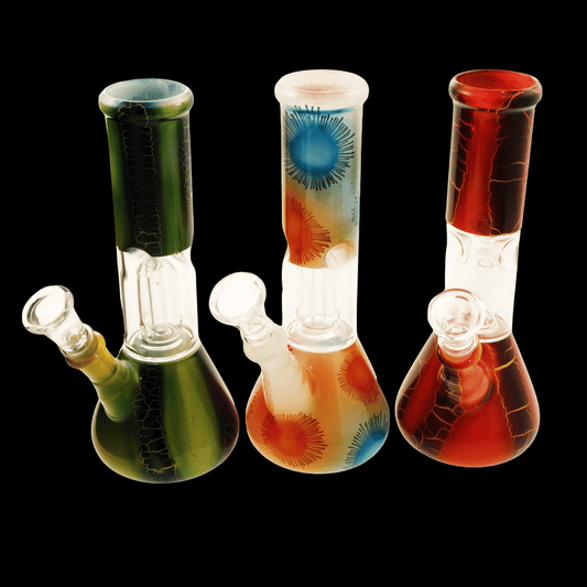 ColourSplash 20cm Ice-Pinch Percolator Glass Bong – Mixed Designs