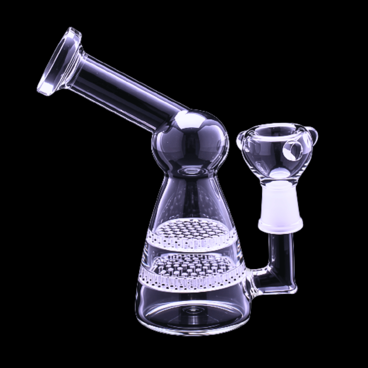 Mini 12cm glass bong with double honeycomb percolators and glass bowl