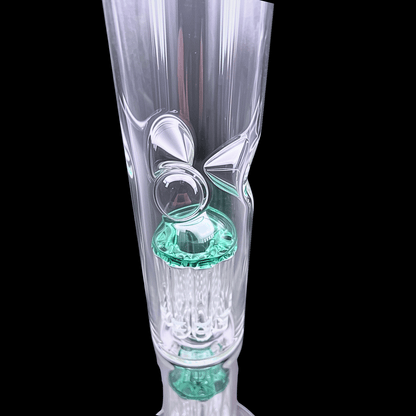 Close-up of the upper percolator and ice catcher inside the Dual Stack Perc glass bong