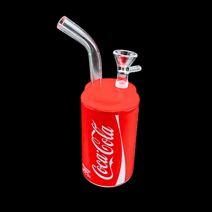 Coke-style red drinks can mini glass bong assembled