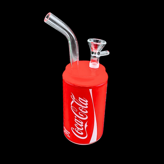 Coke-style red drinks can mini glass bong assembled
