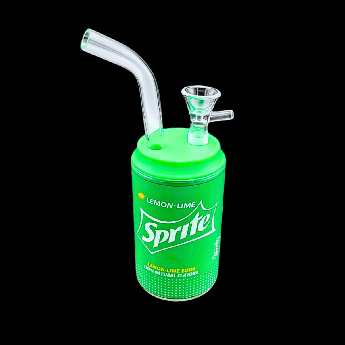Sprite-style green drinks can mini glass bong assembled
