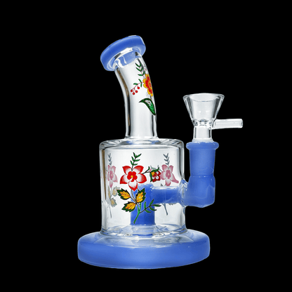 Flora Mini Glass Percolator Bong 15cm – blue trim