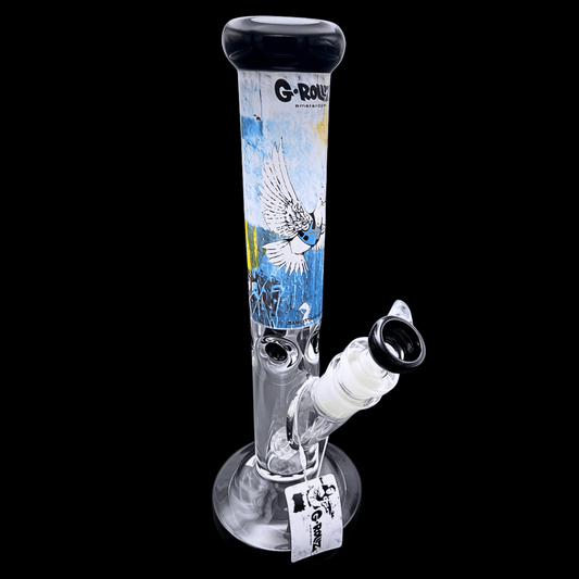 G-Rollz Banksy-inspired Bulletproof Dove glass bong – 35cm