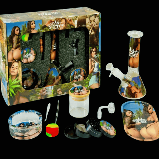 Ganja Girls Glass Bong Gift Set — 9 Piece X-Rated Smoking Bundle