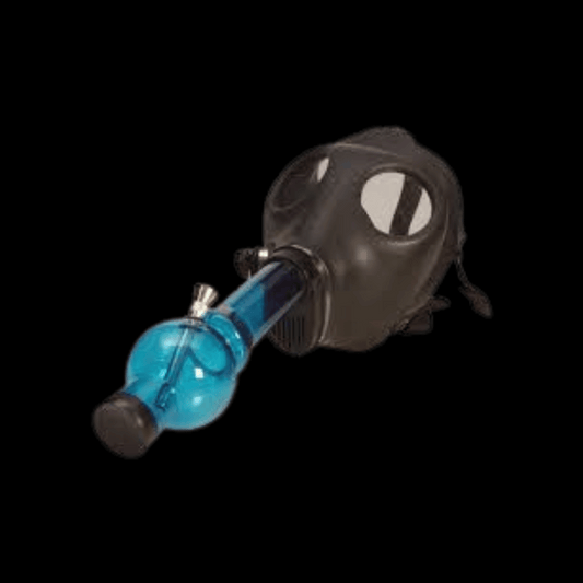 Gas Mask Bong with acrylic chamber – assorted glow and multi-colour designs