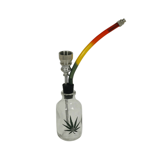 The Rasta Mini Bottle Glass Bong — Compact Novelty Piece (10cm)