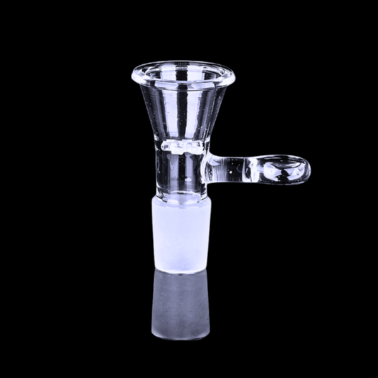 Clear replacement glass bong bowl with side handle and 19mm male joint