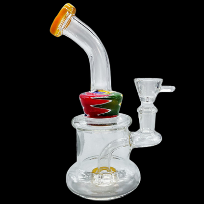 Red: Puddle Pop mini glass percolator bong with red accents – 17cm