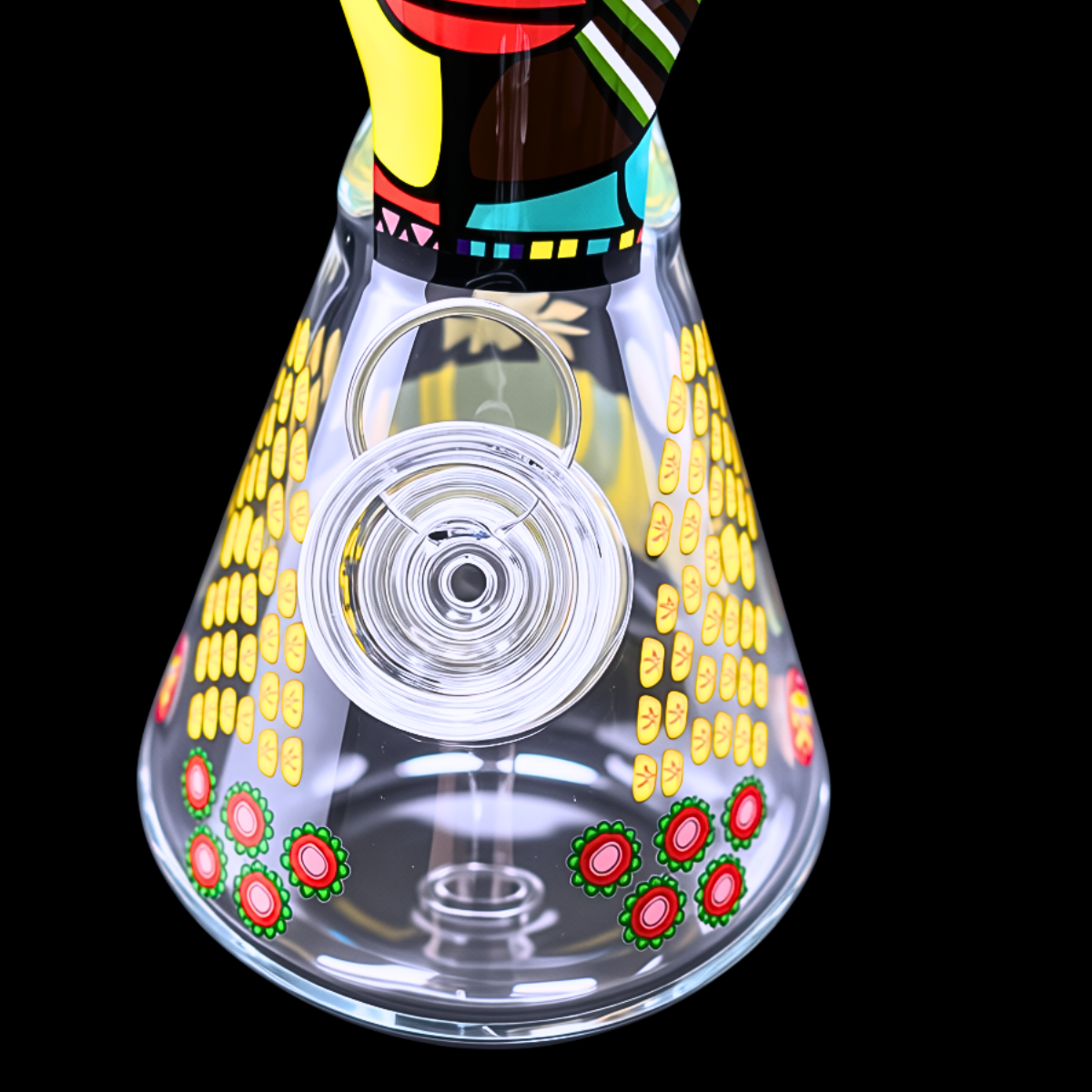 Front view of the Urban Totem beaker base showing the internal downstem