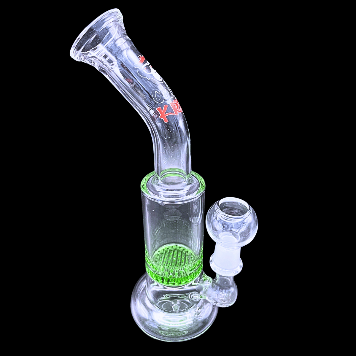 Lime Matrix 20cm glass bong with green honeycomb percolator and bent neck