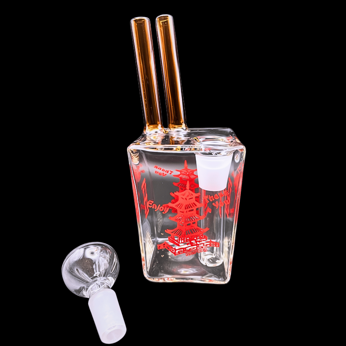 HEMPER Chinese Takeaway Box glass bong with branded packaging – 15cm