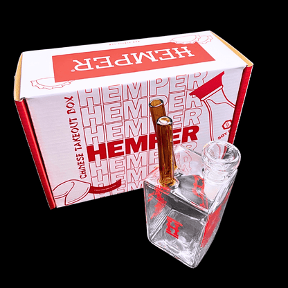 HEMPER Chinese Takeaway Box glass bong with branded packaging – 15cm