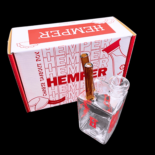 HEMPER Chinese Takeaway Box glass bong with branded packaging – 15cm