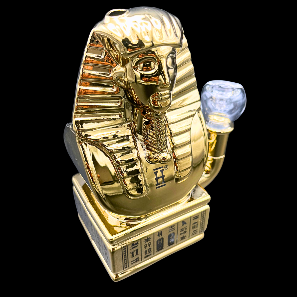 Hemper Golden Pharaoh Ancient Egypt 14.5cm glass bong with gold sculpted detailing