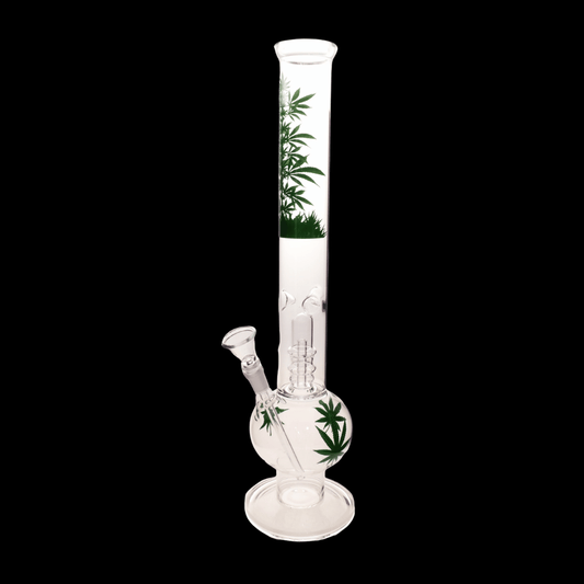 FireLeaf 46cm Big Bowl Percolator Glass Bong – Flame Leaf Design