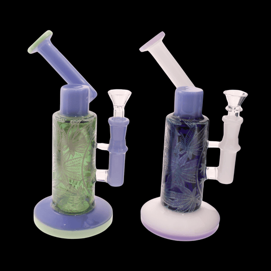 The Marble Leaf Glass Bong — Patterned Tube Edition (24cm)