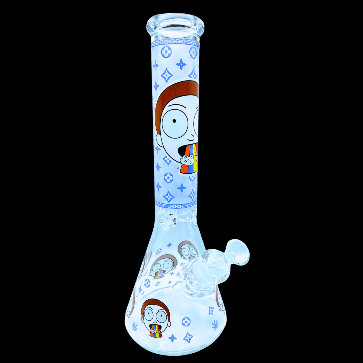 Morty blue 35cm Rick & Morty glass beaker bong with ice pinch
