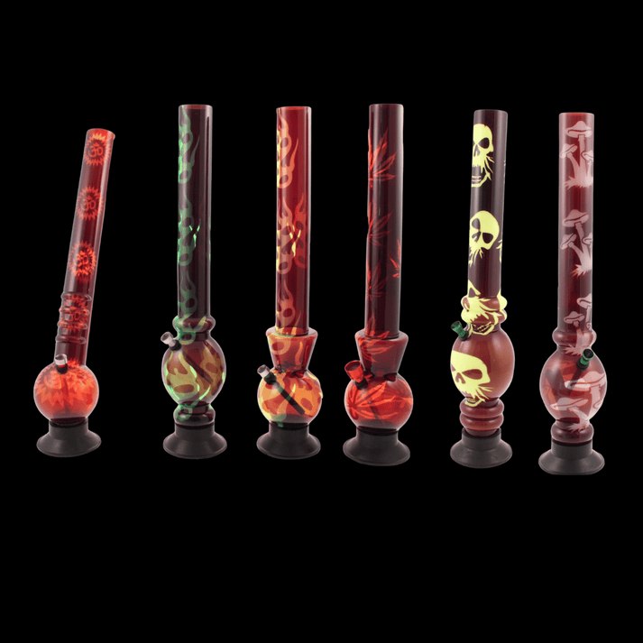 Tall 50 cm acrylic bong with ice-pinch, multi-motif finish