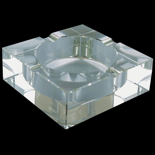OG Crystal Cut Ashtray – Small, 20 cm square crystal with shallow profile