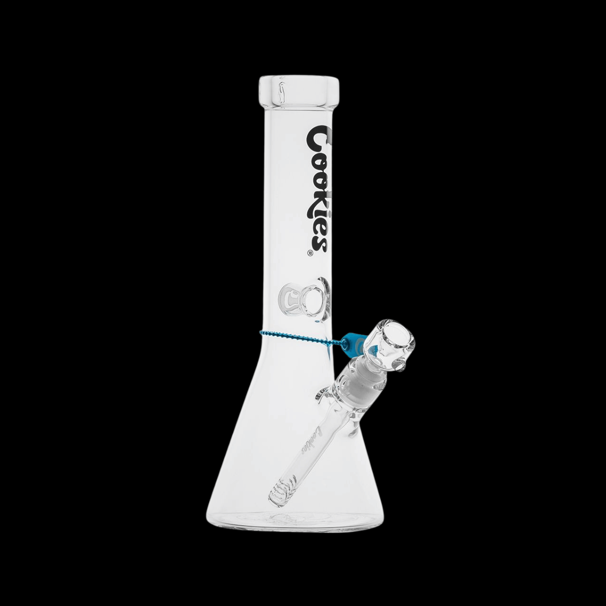 Cookies Original 33cm clear glass beaker bong with blue hemp grinder