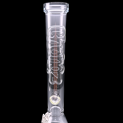 Full-length view of Chongz Phat Tony clear glass beaker bong