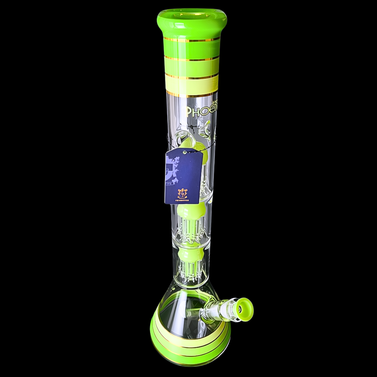 Phoenix Star Emerald Trinity 46cm triple eight-arm percolator bong in milky green