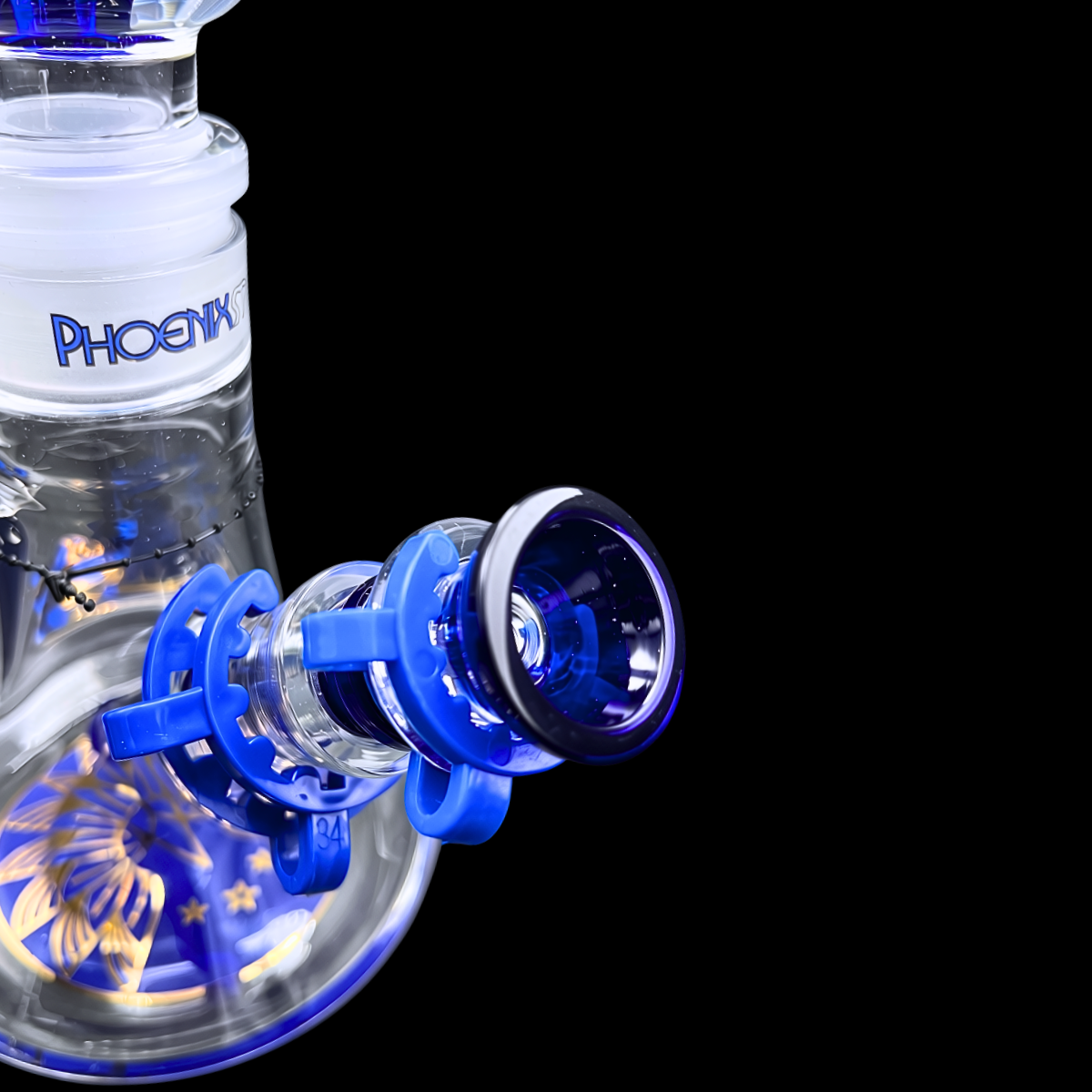 Phoenix Star FrostCore beaker base with blue glass bowl and downstem
